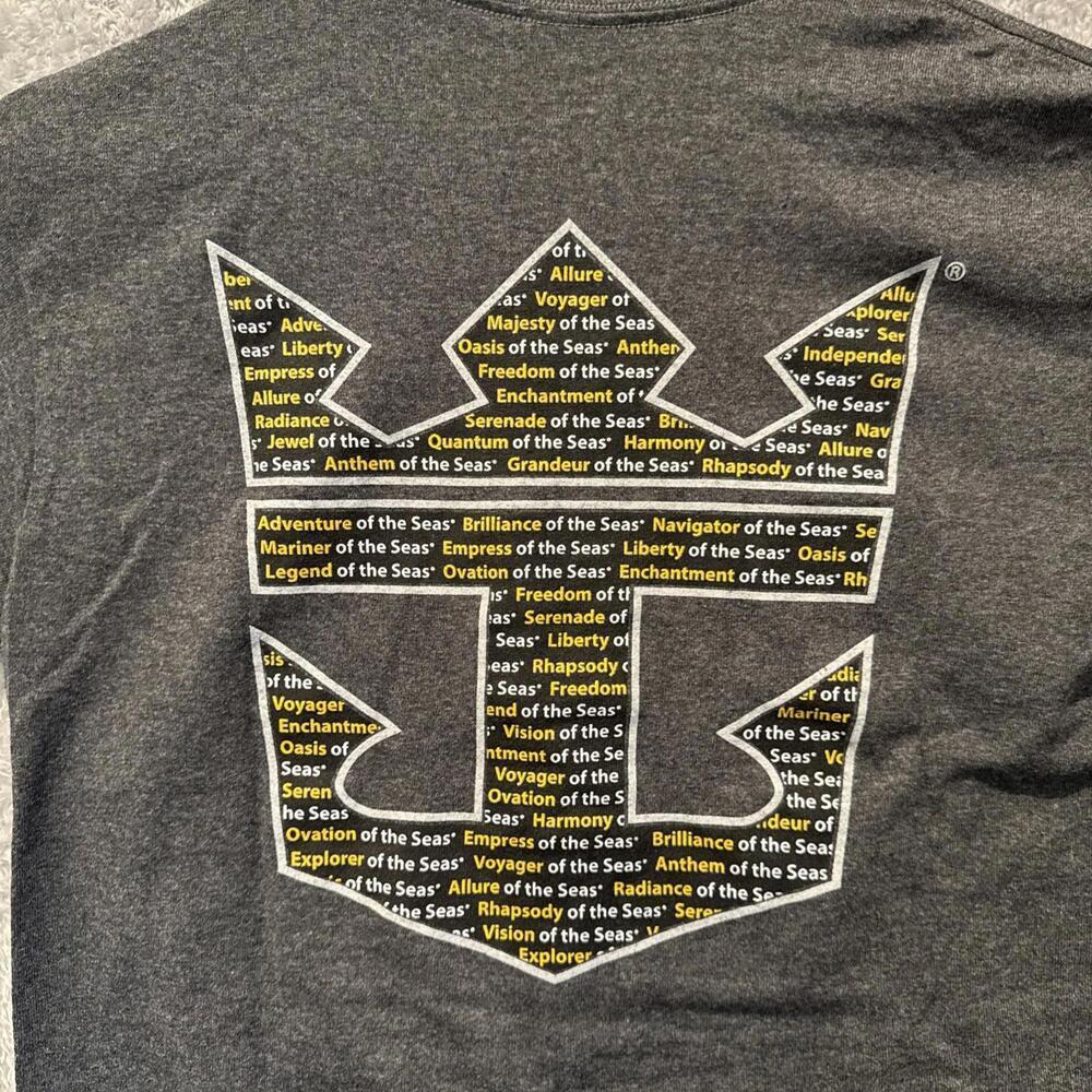 Royal Caribbean Gray Logo T-Shirt- Men's Size Small. 2 Sided!